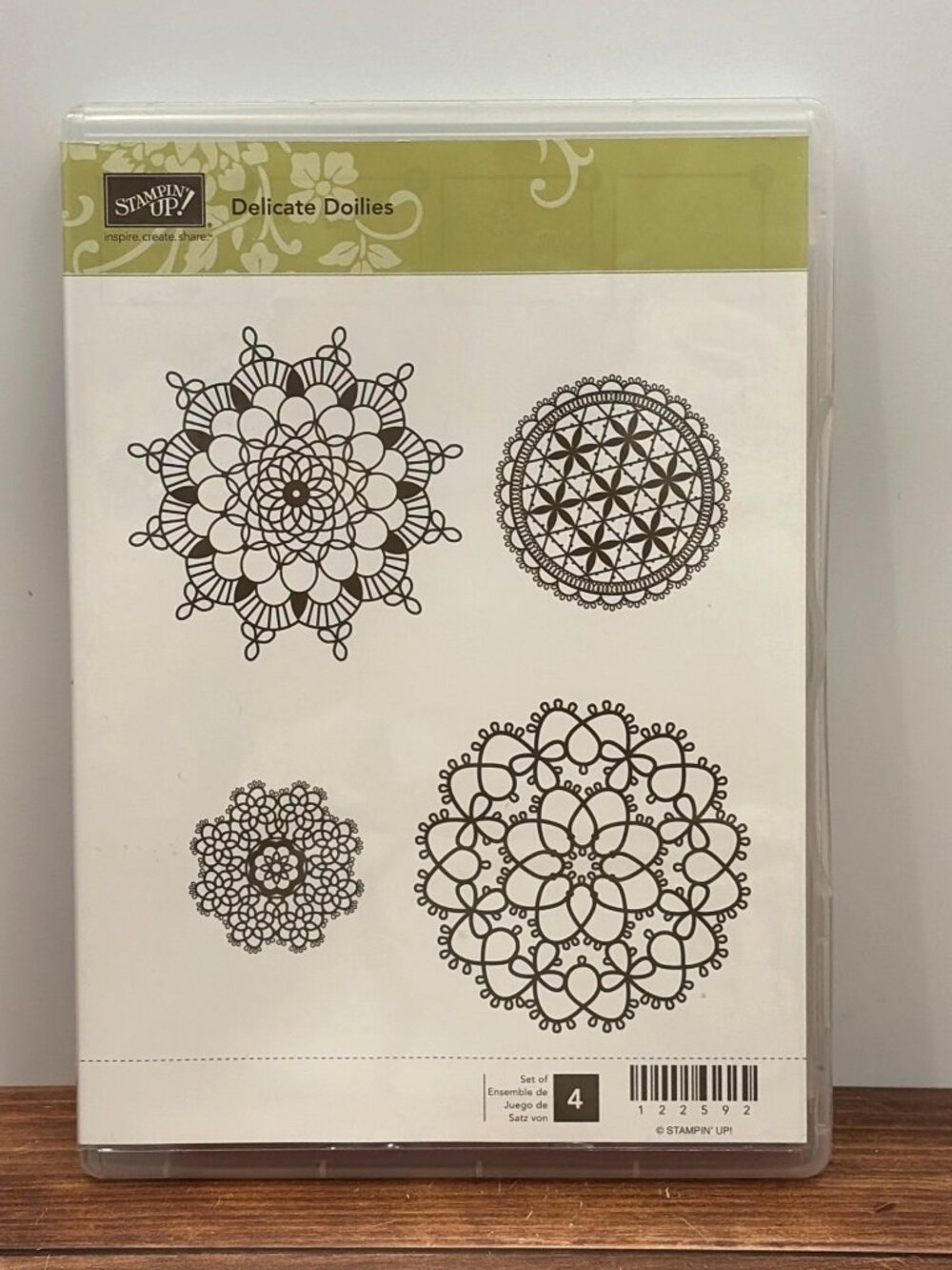 STAMPIN' UP! 122592 DELICATE DOILIES CLEAR MOUNTED RUBBER STAMP SET OF 4